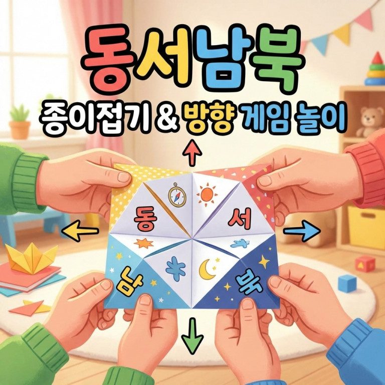 동서남북 종이접기 및 방향 게임 놀이 방법