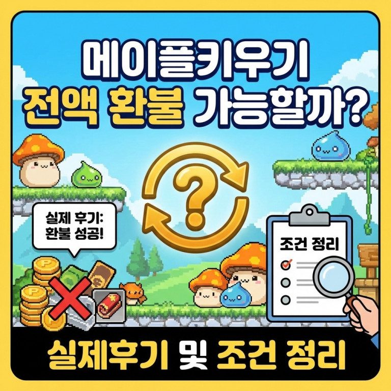 메이플키우기 전액 환불 가능할까? 후기 및 조건 정리
