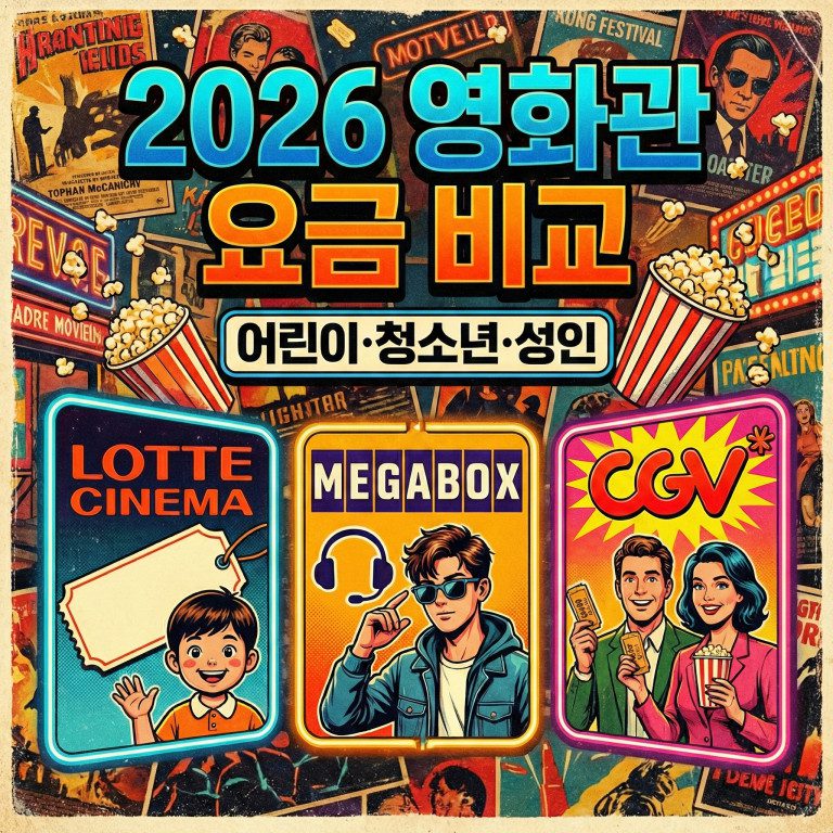 2026 영화관 요금 비교: CGV·롯데시네마·메가박스 성인·청소년