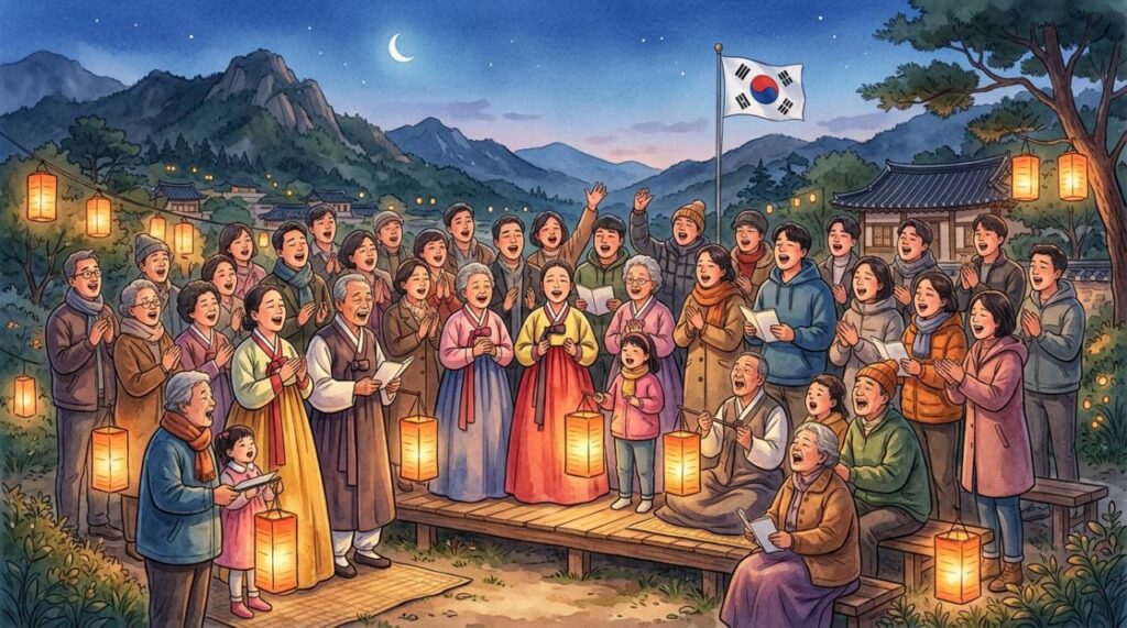 korean-people-singing-arirang-cultural-ceremony.